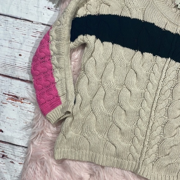 Label + Thread Clara Striped Crewneck Cable Sweater - Sand - Picture 10 of 12